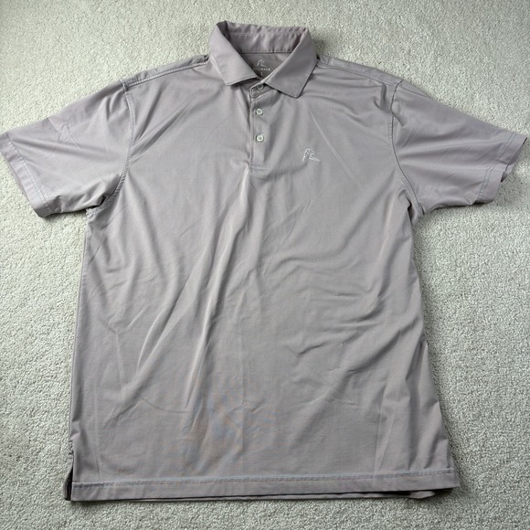 Rhoback Shirt Men's Large Short Sleeve Golf Performance Polo Blue Orange Striped - Picture 1 of 16